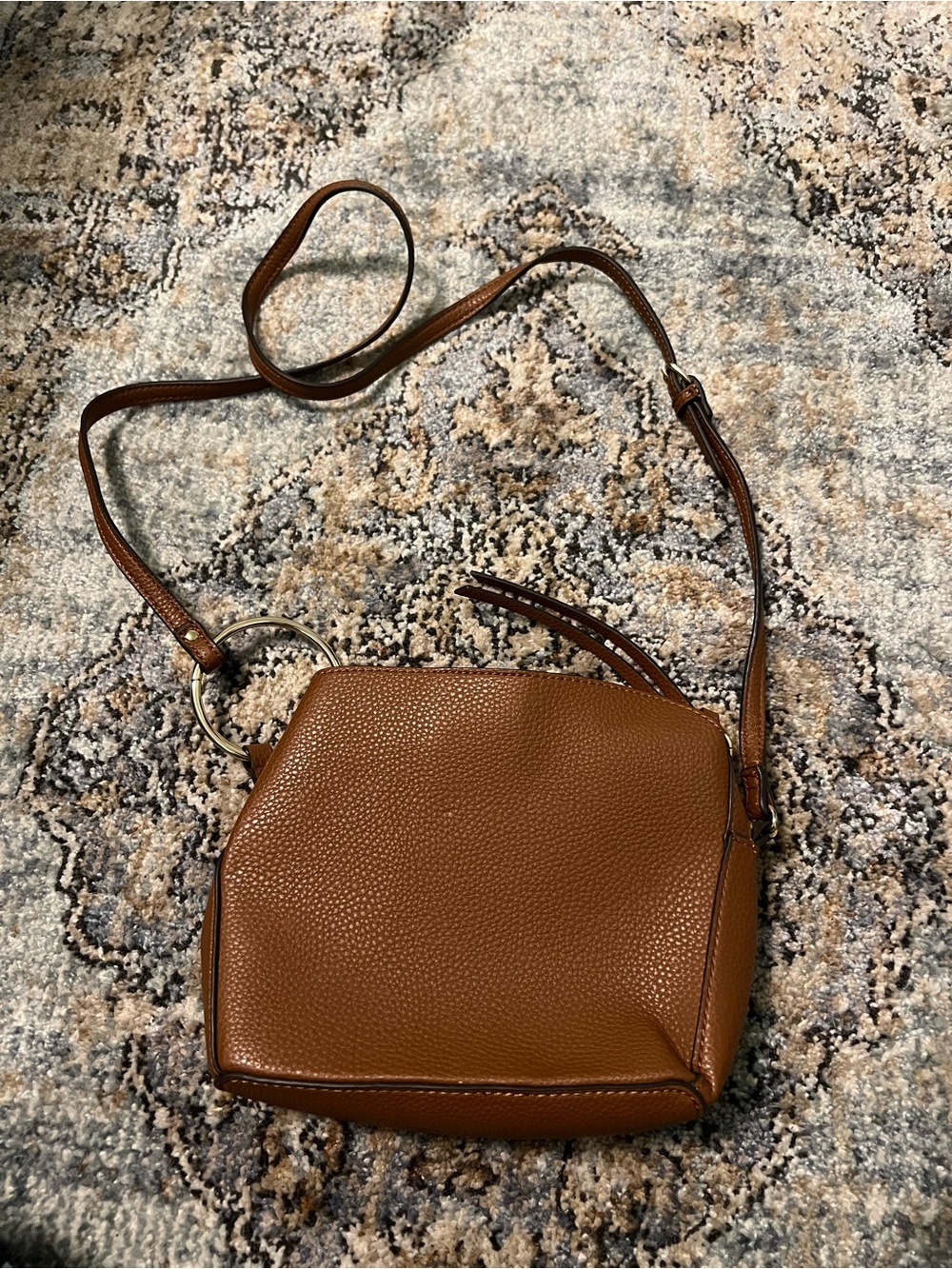 Women’s Brown Pleather Crossbody Bag with Gold Hardware